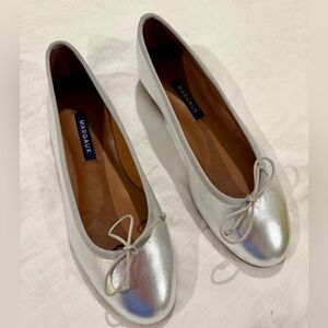 Margaux Silver Ballet Flats with Bow